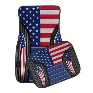Set of 4 Car Floor Mats - Vintage American Flag Design, Suitable for Cars/SUVs, All-Weather Protection