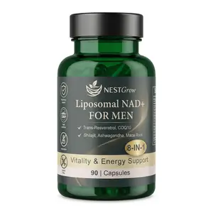 NESTGrow Liposomal NAD+ for Men – 8-in-1 NMN Alternative | Cellular Energy & Vitality Support with Shilajit, Ashwagandha & CoQ10 – 90 Caps