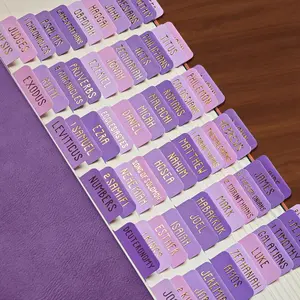 Laminated  Tabs,  Study Supplies, Large Print  Book Tabs for Women and Men, ( Foil Embossed Lettering)  Labels Index Tabs,  Accessories for Easy Navigation(Gentle Purple)