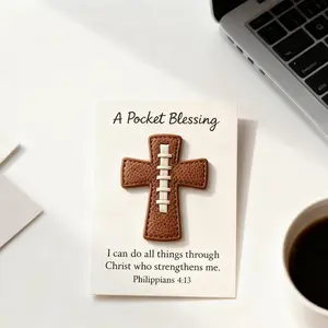 Multi-Piece Pocket Blessing Baseball Rugby Softball Cross Version, Handmade Pocket Size Cross Gifts, Team Motivation Tokens for Teens, Encouragement Gift
