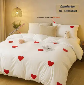Tufted Embroidered Duvet Cover Set (No Insert), 2–3 Piece Romantic Coquette Bedding with Matching Pillowcases, Soft & Lightweight Comforter Cover for Hot Sleepers, All-Season Washable Aesthetic Bedroom Décor, Gift for Mother’s Day