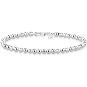 Miabella 925 Sterling Silver Italian Handmade 4mm Bead Ball Strand Chain Bracelet for Women, Made in Italy