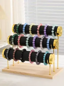 1pc Metal Storage Rack, Space Saver Storage, Velvet Staircase Multi-Layer Display Stand, Jewelry Organizer for Bracelets, Wristbands, Watches, Accessories