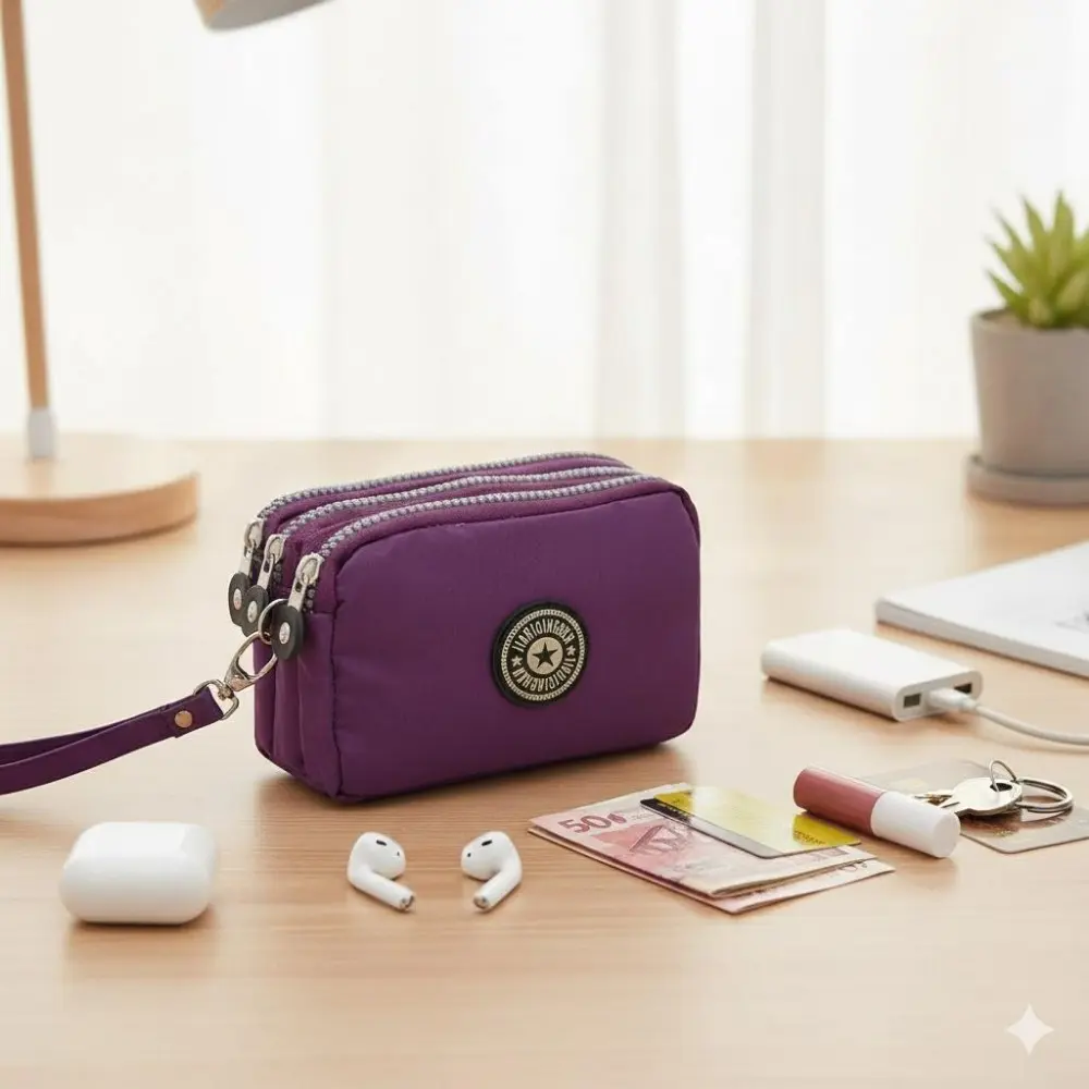 Stylish Multi-functional Nylon Detachable Wristlet Pouch: Designer Zipper Purse, Coin Wallet, Cardholder, Key & Phone Organizer. Waterproof Zip Closure, Easy-Clean Material, Lightweight Travel Essential. Perfect Accessory for Work, Dating, or Shopping.