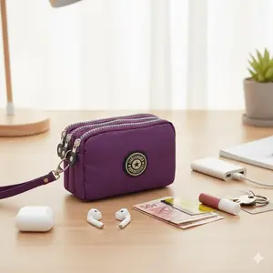 Stylish Multi-functional Nylon Detachable Wristlet Pouch: Designer Zipper Purse, Coin Wallet, Cardholder, Key & Phone Organizer. Waterproof Zip Closure, Easy-Clean Material, Lightweight Travel Essential. Perfect Accessory for Work, Dating, or Shopping.