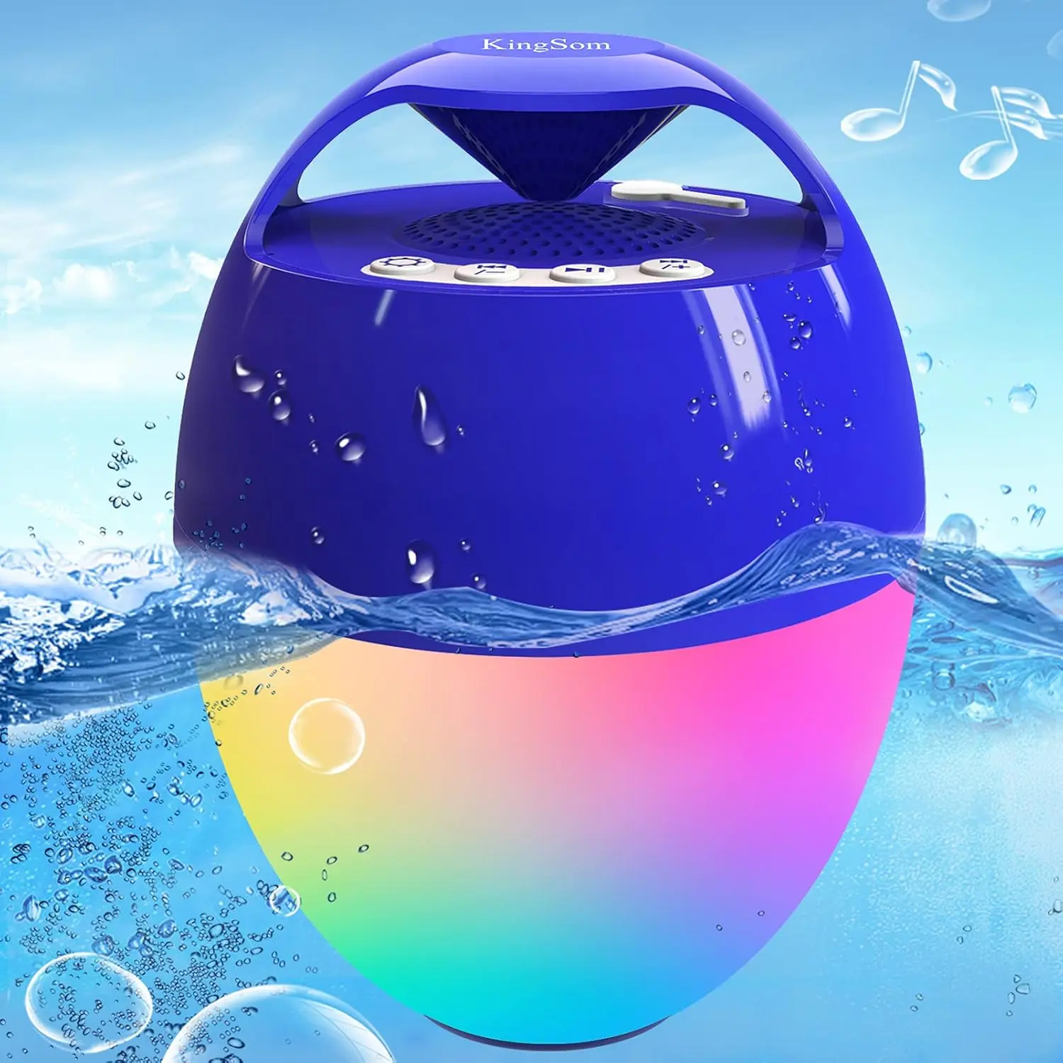 Summer Spring Gift Portable Bluetooth Pool Speakers,Hot Tub Speaker with Colorful Lights,IP68 Waterproof Floating Speaker,360° Surround Stereo Sound,85ft Bluetooth Range,Hands-Free Wireless Speakers for Shower Spa Home