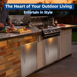 Cxforste  Outdoor Kitchen Doors - 17" x 24" Double-Layer Stainless Steel Doors for Outdoor Kitchens with Handles BBQ Access Door, for BBQ Island, Grilling Station, Outside Cabinet，Outdoor Living Must-Haves # Kitchen Transformation Tools