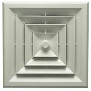 Havaco Quick Connect HT-GB-S1BD White Square Ceiling Diffuser with 8 in. Boot and Butterfly Damper