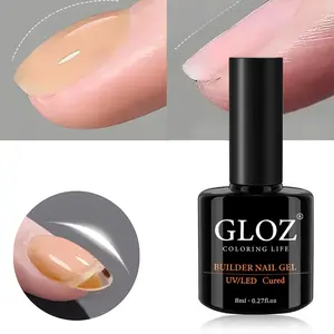 GLOZ 8-in-1 Nude BIAB Builder Gel, Rubber Base & Nail Strengthener for Thin Nails, Soak Off UV LED Gel for Salon & DIY Beginners