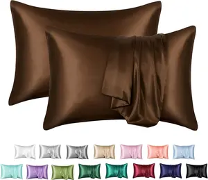 Satin Pillowcase for Hair and Skin, Silk Satin Pillowcase 2 Pack, Queen Size Pillow Cases Set of 2, Silky Pillow Cover with Envelope Closure