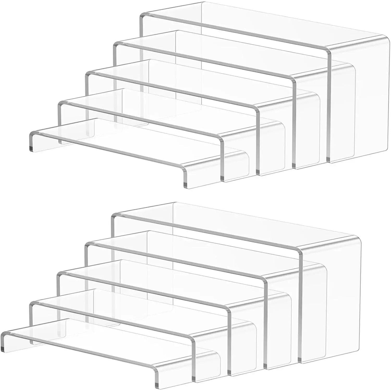 10 Pcs Large Acrylic Display Risers (7" L~9" L), Sturdy Rectangular Dessert Stands, Perfume Shelf Organizer, Clear Riser Stands, Display Shelves for Cupcake, Perfume, Figure,, Decoration.