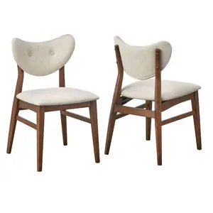 Lifestorey Set of 2 Raylen Mid Century Modern Dining Chairs Walnut