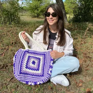Granny Square Bag, Crochet Bag Afghan, Hobo Bag, HandKnit Boho Bag, Crochet Purse, Retro Bag, Crochet Tote Bag, Hippie Bag, Gift For Her