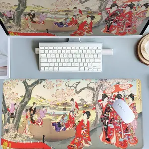 Japanese Ukiyo - e Scenic Mouse Pads Extra Large Computer Desk Top Mat Mouse Pad for Laptop Mouse Desk Pad Desk Mats with Non - Slip Rubber Base Stitched Edge for Home and Office