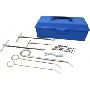 Made in USA 14-Piece Interchangeable Tip Metal Tools Set, Including 2 7.5-in & 2 11-in Flexible Shaft Extractors, 6 Interchangeable Corkscrew Tips, 3 10-in Rigid Shaft Picks, Wrench & Tool Box, Flexible Shafts