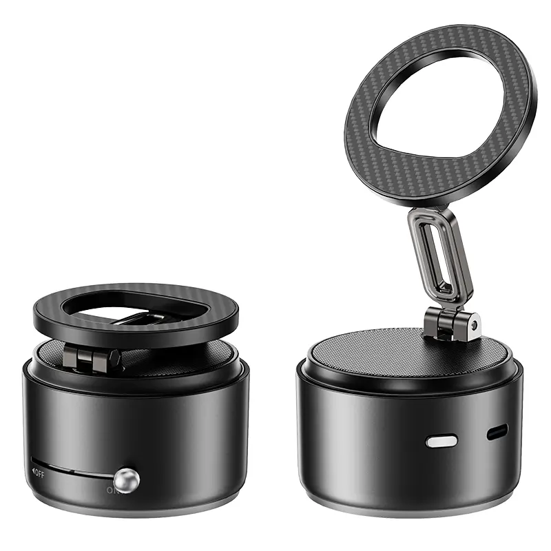 2026 New ABS Multi-Functional Vacuum Suction Magnetic Car Mount with Bluetooth Audio, 360° Rotatable Foldable Phone Bracket, Suitable for Cars, Homes, Gyms, Home