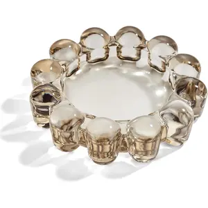 1 Pack Bubble Glass Candle Dish - Chic Smoky Modern Decorative Candle Holder for Home Decor Fits Small Candles & Diffusers