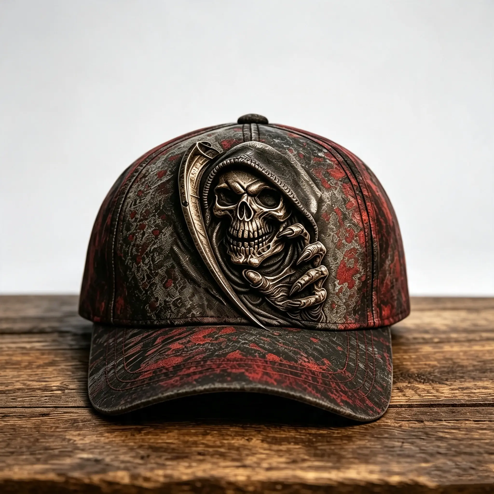 Horror Death Skull Baseball Hat, 3D relief design, retro style, suitable for both men and women, Halloween, cycling, motorcycle, casual wear, sunshade baseball hat
