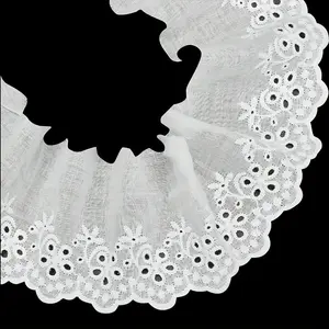 15 Yards×3 Inch Floral Embroidery White Eyelet Lace Trim, Floral Eyelet Edge Ribbon Ideal for Sewing Crafts, Dresses, Skirts, Bags, Tablecloths, Curtains, Pillows
