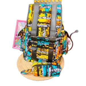 Large African Print Backpack Handmade with 100% Cotton/African Print Kente Fabric casual travel functional backpack lounge fly women
