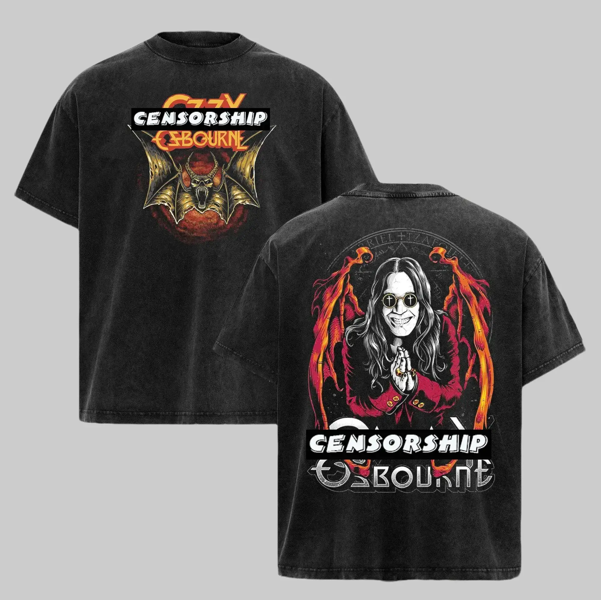 Men's Vintage Ozzy Osbourne Rock-and-Roll Short-Sleeve Round-Neck Stylish Shirt, Metal Band Tour Merch, 90s Grunge Aesthetic Tops, Alternative Casual Streetwear