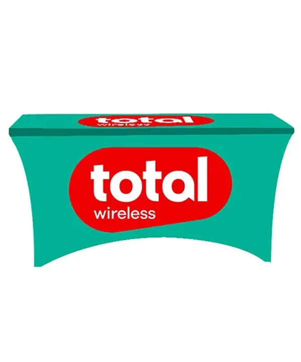 6FT Total Wireless Advertising and Promotional Table Cover – Stretchable, Wrinkle-Resistant, and Fade-Proof Display Solution