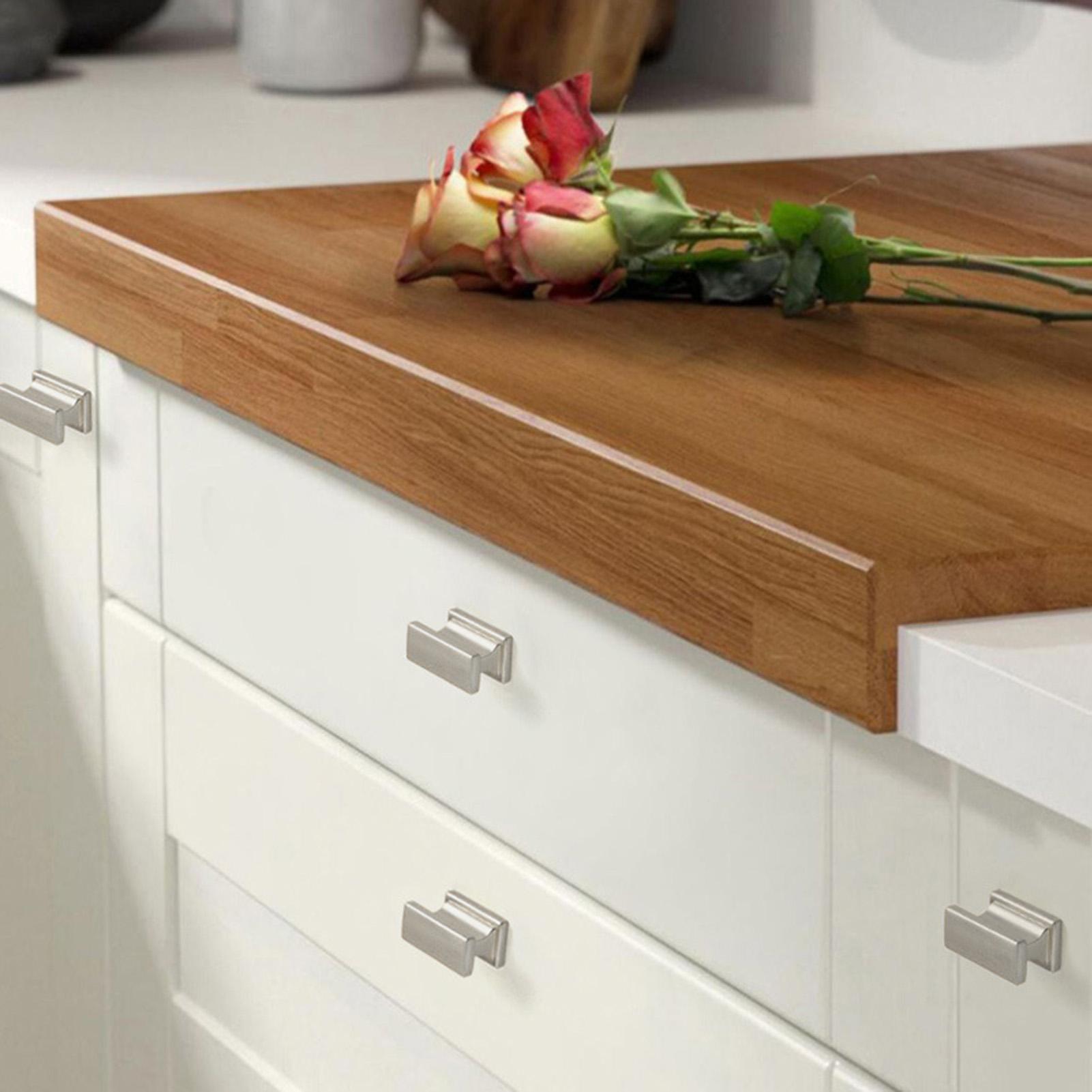 2PCS Square Cabinet Knobs, Brushed Nickel Finish, Modern Decorative Pulls Handles for Drawer Closet Kitchen Cupboard, Heavy Duty Easy to Install, Upgrade Thickened Design, Gold Color Optional