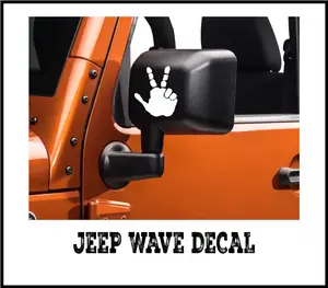 Set of 2 Hand Wave Vinyl Mirror Decal Sticker | Custom Vinyl Decals for Side Mirrors, Hand Wave