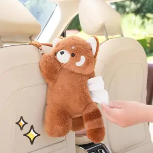 Cute Cartoon Bear Design Car Tissue Box, Multi-functional Car Seat Back Tissue Bag, Car Interior Accessories for Women & Girls