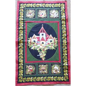 Birds and Birdhouses Quilted Wall Hanging 26x54 Handmade and Quilted