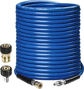 Pressure Washer Hose 50ft 3/8", 4500PSI Wear Resistant Replacement Hose for Gas & Electric Power Washer, Steel Braided Rubber with M22 Hose Adapter