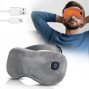 Portable, Adjustable 3-level intelligent temperature control hot compress sleeping eye mask with cooling ice silk fabric, removable and washable, 15-minute timer for automatic power off, portable charging, relieves eye fatigue and dark circles