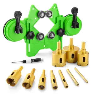 Diamond Hole Saw Kit,  Tile Brazed Drill Bits Set with Double Suction Cup Guide, 6-50 mm Dry/Wet Hole Saws for Ceramic, Glass, Porcelain, Marble, Granite