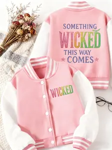 "Carnival – Wicked – Magic Bad Witch" Girls’ 1-piece Short Baseball Jacket Vest, Spring and Autumn Casual Daily Wear Creative Collection. Gift for Back-to-School Season. Size runs small; recommend ordering a larger size.