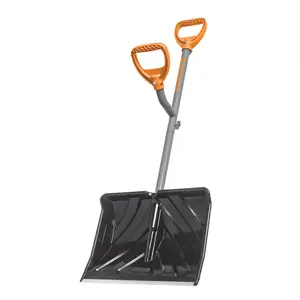 ErgieShovel Ergonomic Snow Shovel with 18-Inch Push Scoop Blade and 34.5-Inch Steel Shaft, 4 Lb – Heavy-Duty Lightweight Shoveling Tool for Ice Removal, ERG-SNSH18