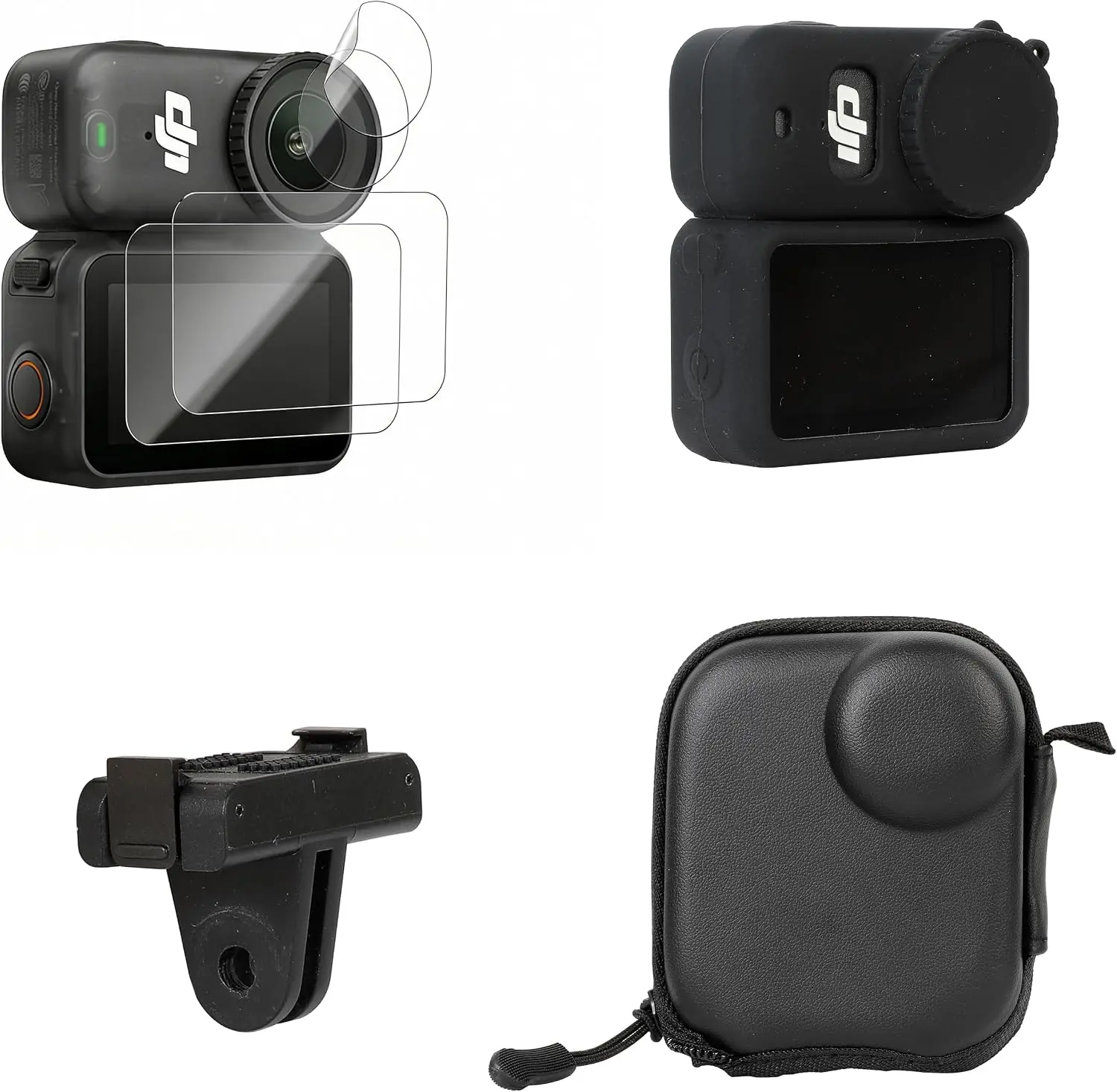 PellKing 9-in-1 Tempered Glass & Leather Protection Kit for DJI OSMO Nano Handheld Digital Camera - Lightweight Soft Cover, Lens-Screen Protector, Portable Case, Silicone Grip, Magnetic Quick-Release Device Connection Mount Adapter