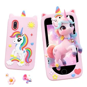 Kids Educational Touchscreen Toy Phone, Blue Dinosaur Design, Dual Front & Rear Cameras, Multi-Functional, Perfect Christmas & Birthday Gift for 3-12 Year Olds