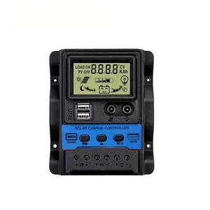 1pc MPPT solar charging controller, blue or orange, 12V/24V automatic, dual USB output mobile phone charger, LCD display regulator, charging controller, suitable for household outdoor camping RV