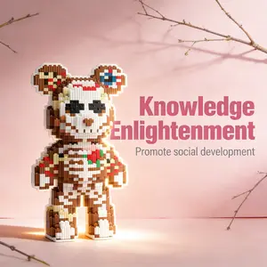 Skull Bear 3D Puzzle Building Blocks Decoration, Bookshelf Home Office Cabinet Decor, Party Living Room TV Stand Display, Ideal Gift