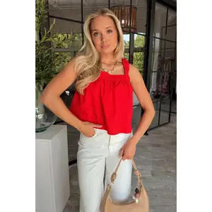 Lainey Red Square Neck Tank Top