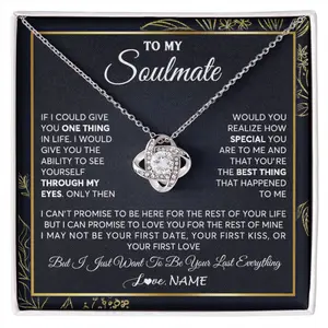 Personalized To My Soulmate Necklace From Husband You Are The Best Thing Soulmate Birthday Anniversary Necklace Valentines Day Gift Box Message Card, Necklace Gift Box Included, Perfect for Birthday Anniversary Valentine Graduation Gift Idea