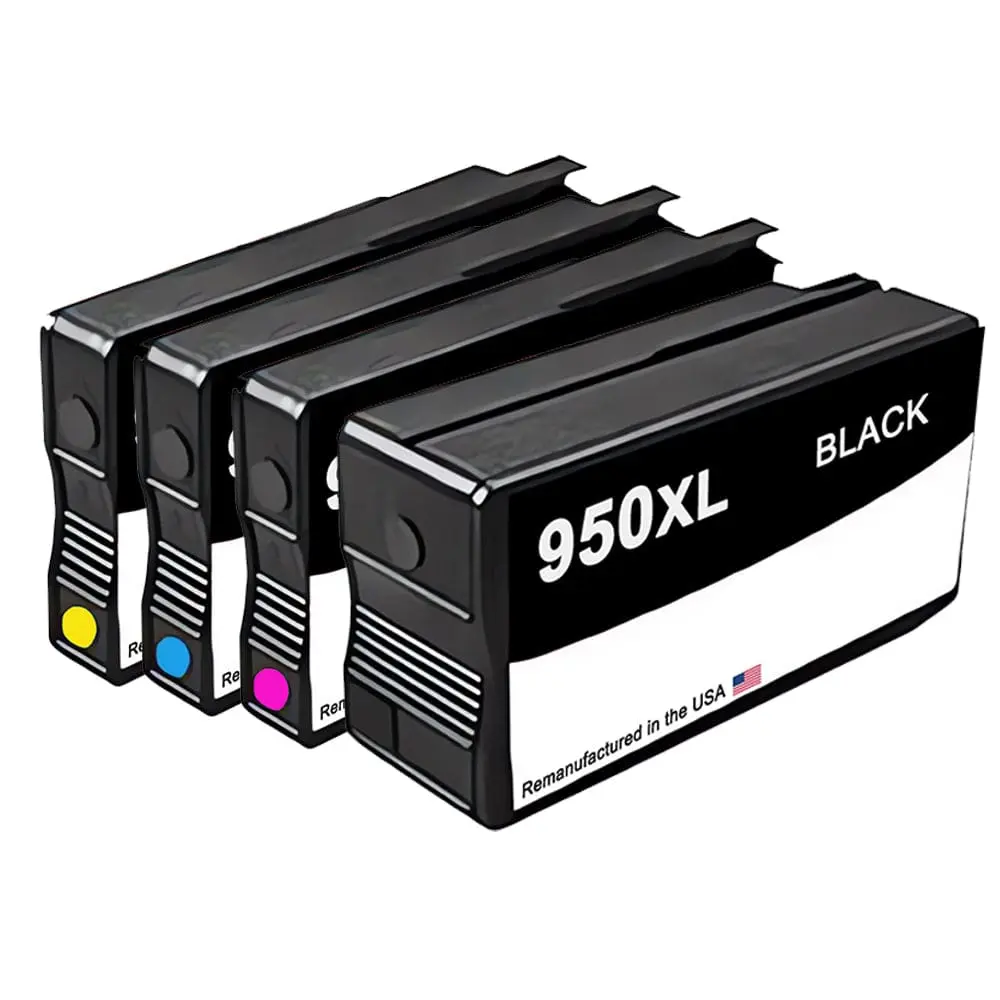 U.S. Remanufactured for HP 950XL Black and HP 951XL 3 Color Ink Cartridge Combo Pack OEM Chip