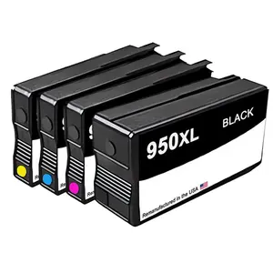 U.S. Remanufactured for HP 950XL Black and HP 951XL 3 Color Ink Cartridge Combo Pack OEM Chip