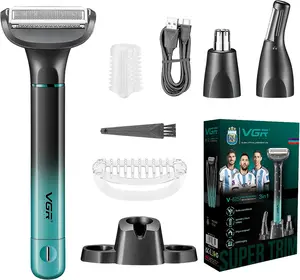 VGR 625 Body Hair Trimmer for Men,3-in-1 Versatile Electric Trimmer for Body/Eyebrow/Beard/Nose/Ear Hair,USB Rechargeable Mens Grooming Kits, IPX5 Waterproof Mens Shaver Portable Travel Set