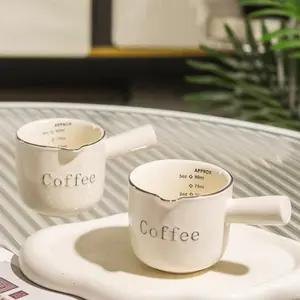 Ceramic Coffee Measuring Cup, 1/2oz Coffee Extract Cup, Small Milk Cup, Suitable for Concentrated Milk, Honey and Sauce, Kitchen Tools, Drinkware, Coffee Cup Saucer