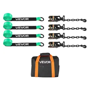 VEVOR Wheel Chock Tie - Down Kit, Tire - Style Tow Dolly Strap, Car Tie Down Kit with Heavy - Duty Hook, Break Strength 10009 lbs Working Load 3333 lbs Motorcycle Tie - Down System for ATV, SUV, TrailerVEVOR Super Brand Day