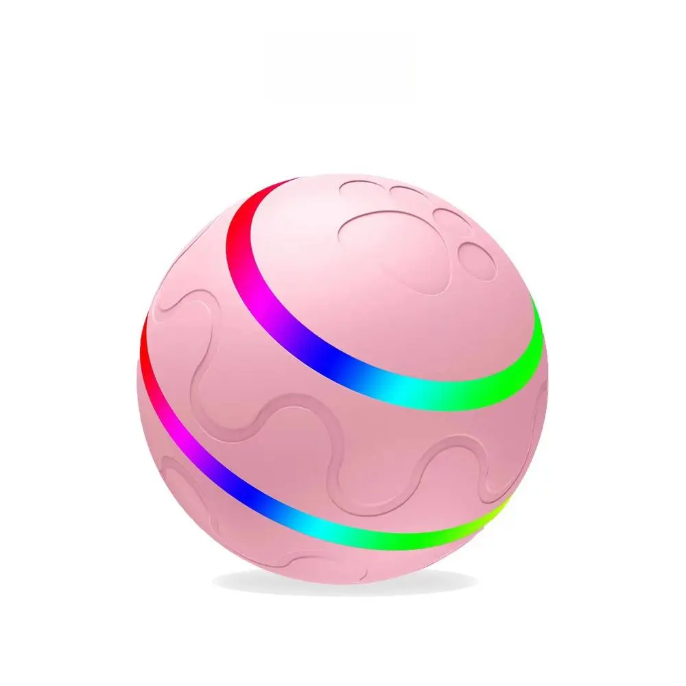 Rechargeable Dog Toy Ball with LED Light, Automatic Rolling Ball, USB Rechargeable Self Rotating Interactive Cat Teaser Toy, Pet Chasing Teething Ball