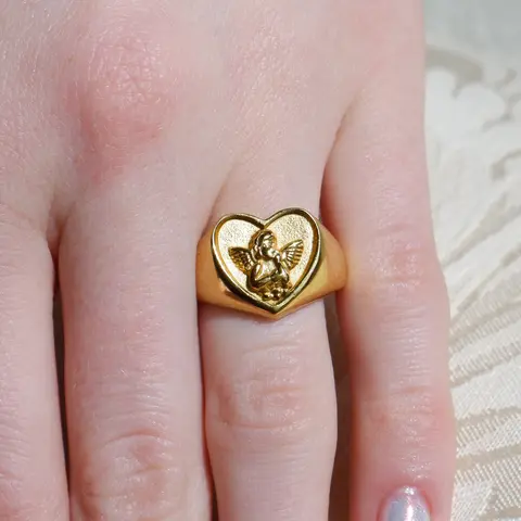 Cherub Heart Ring Waterproof Durable Jewelry