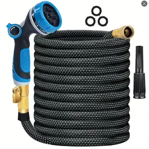 【SUMNEW-US】Available in 15ft/25ft/50ft/75ft/100ft Lengths, This Non-expandable Garden Hose Features 3/4-inch Solid Brass Connectors and a Leak-proof Design, Suitable for Car Washing, Garden Watering, Forestry and Horticulture, and Lawn Maintenance.