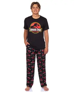 Jurassic Park Pajamas Men's Logo Claw Slash Design Adult 2-Piece PJ Lounge Set